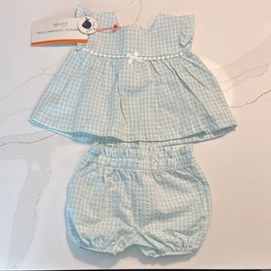 French Connection Light Blue Gingham Diaper Cover Set